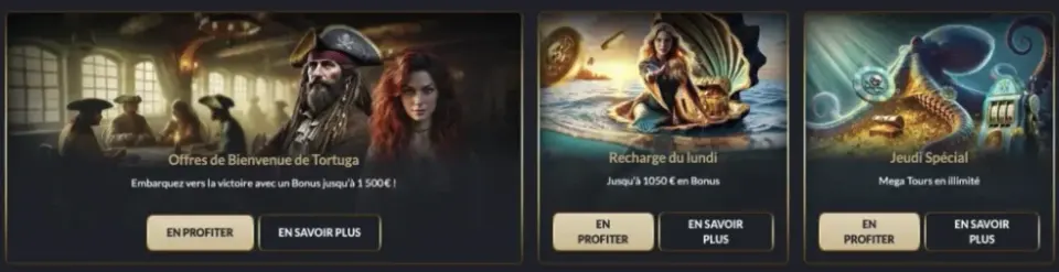 Offres bonus Tortuga Casino